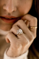 2.47ct old European cut diamond Round Diamond Square Halo Engagement Ring