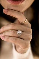 2.47ct old European cut diamond Round Diamond Square Halo Engagement Ring