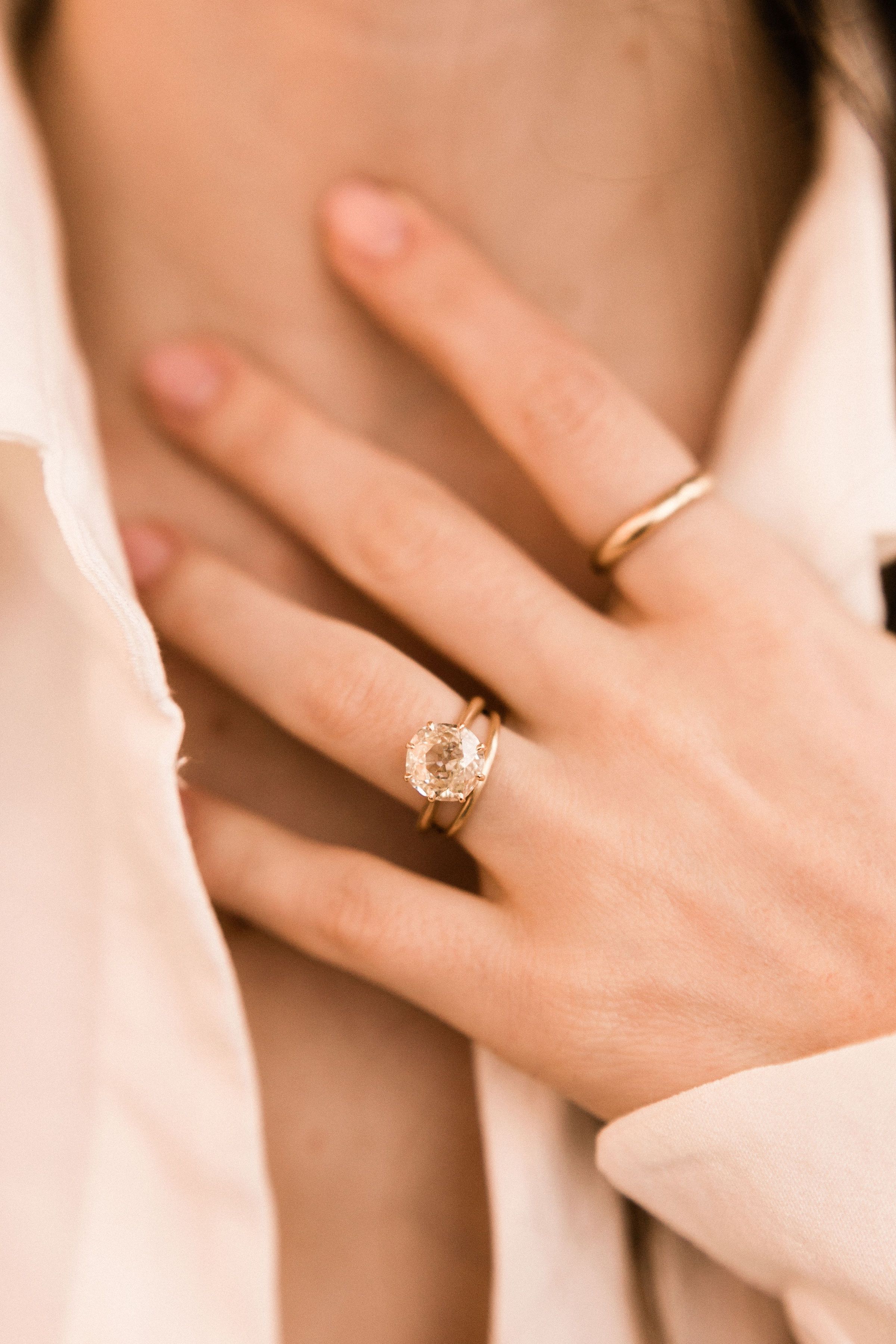 2.60ct old European cut diamond 8 Prong Solitaire Engagement Ring