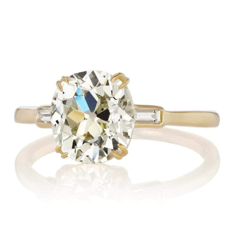 2.61ct old mine cut diamond diamond engagement ring