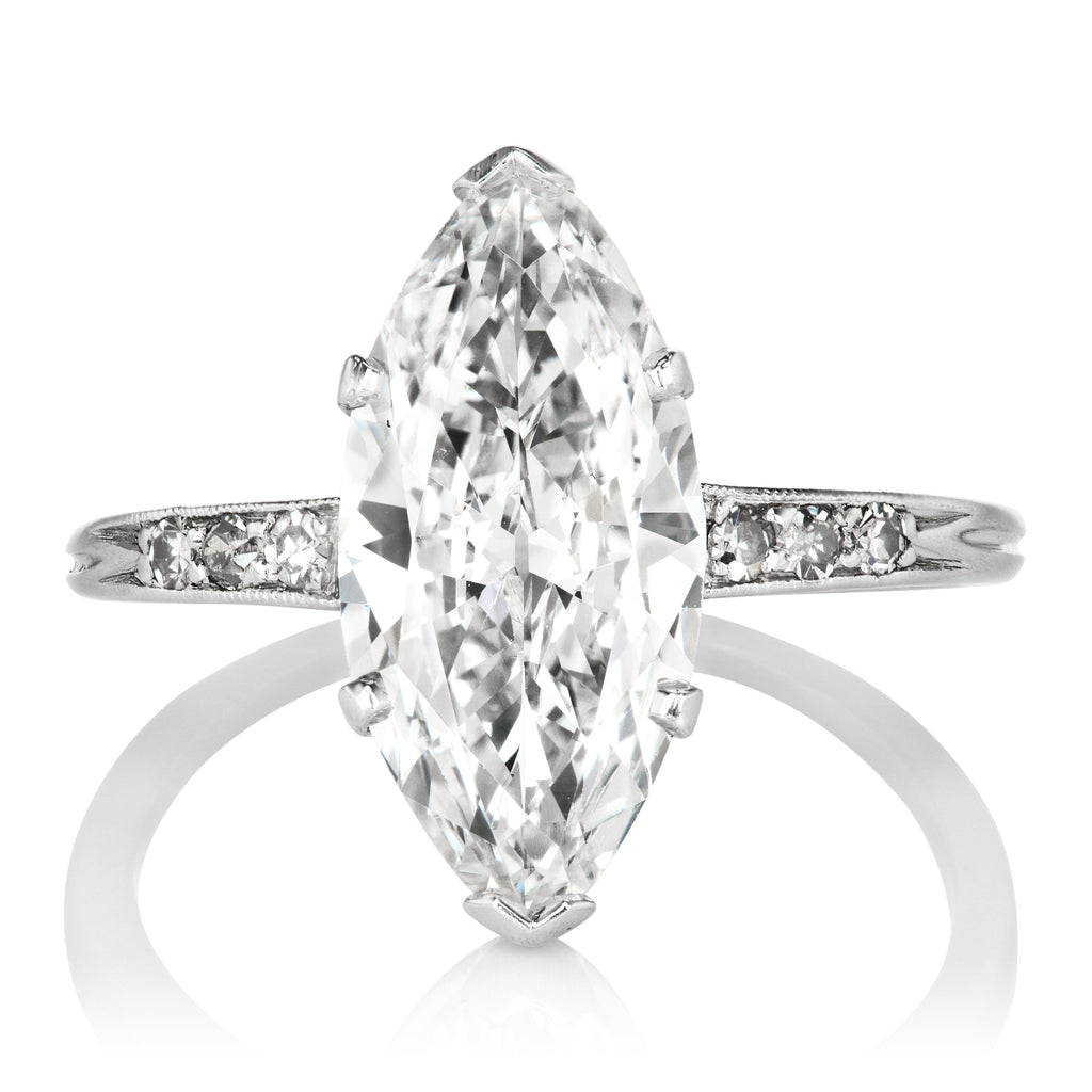 2.64ct Marquise Diamond Platinum Marquise Engagement Ring Circa 1920