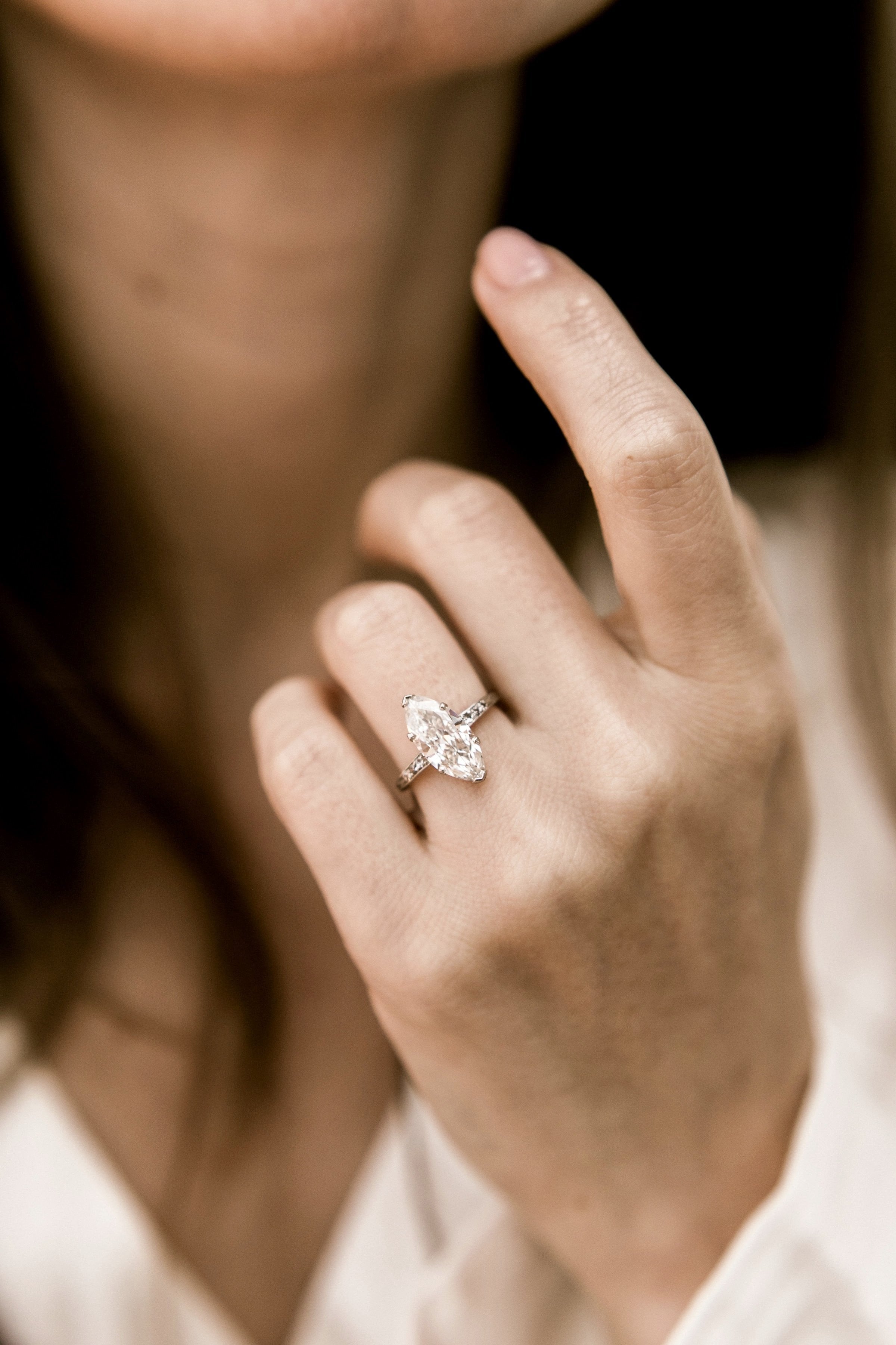 2.64ct Marquise Diamond Platinum Marquise Engagement Ring Circa 1920