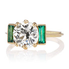 2.65 carat Vintage Engagement Ring with Emerald Side Stones