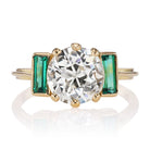 2.65 carat Vintage Engagement Ring with Emerald Side Stones
