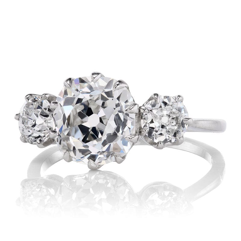 Bright Antique Diamond Three Stone Engagement Ring