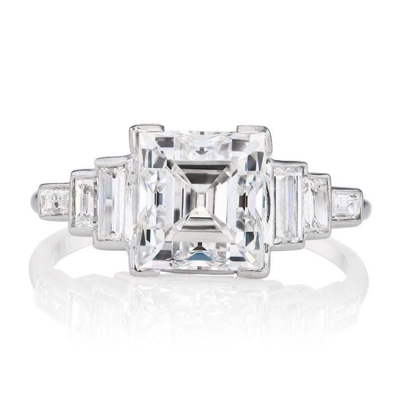 2.76 ct Carré Cut Vintage Platinum Engagement Ring