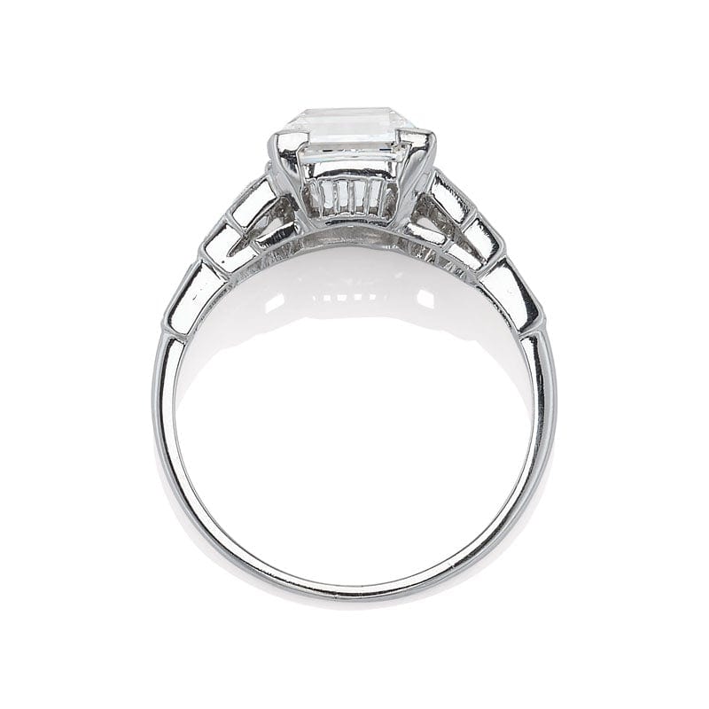 2.76 ct Carré Cut Vintage Platinum Engagement Ring
