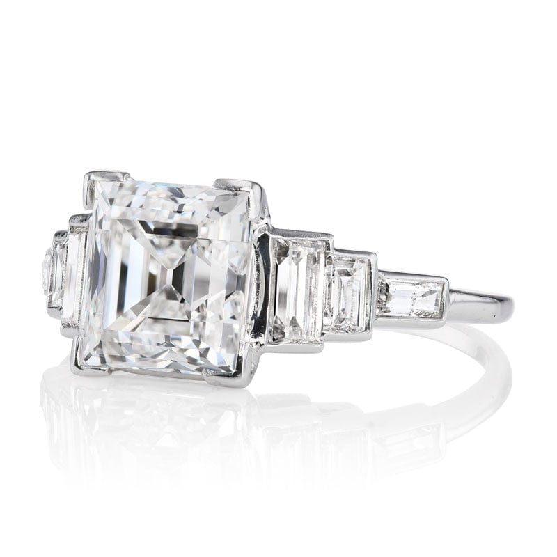2.76 ct Carré Cut Vintage Platinum Engagement Ring