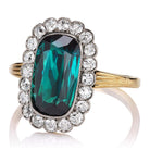 Antique Tourmaline Ring with Diamond Halo