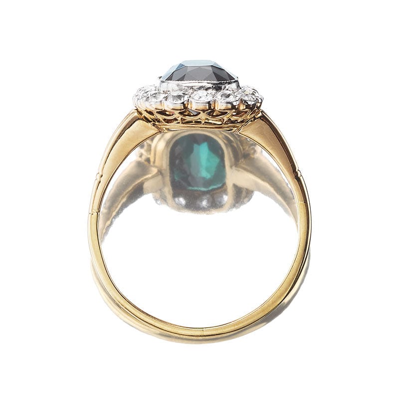 Antique Tourmaline Ring with Diamond Halo