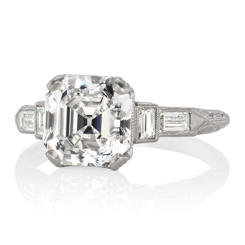 3.01ct Asscher cut diamond diamond engagement ring