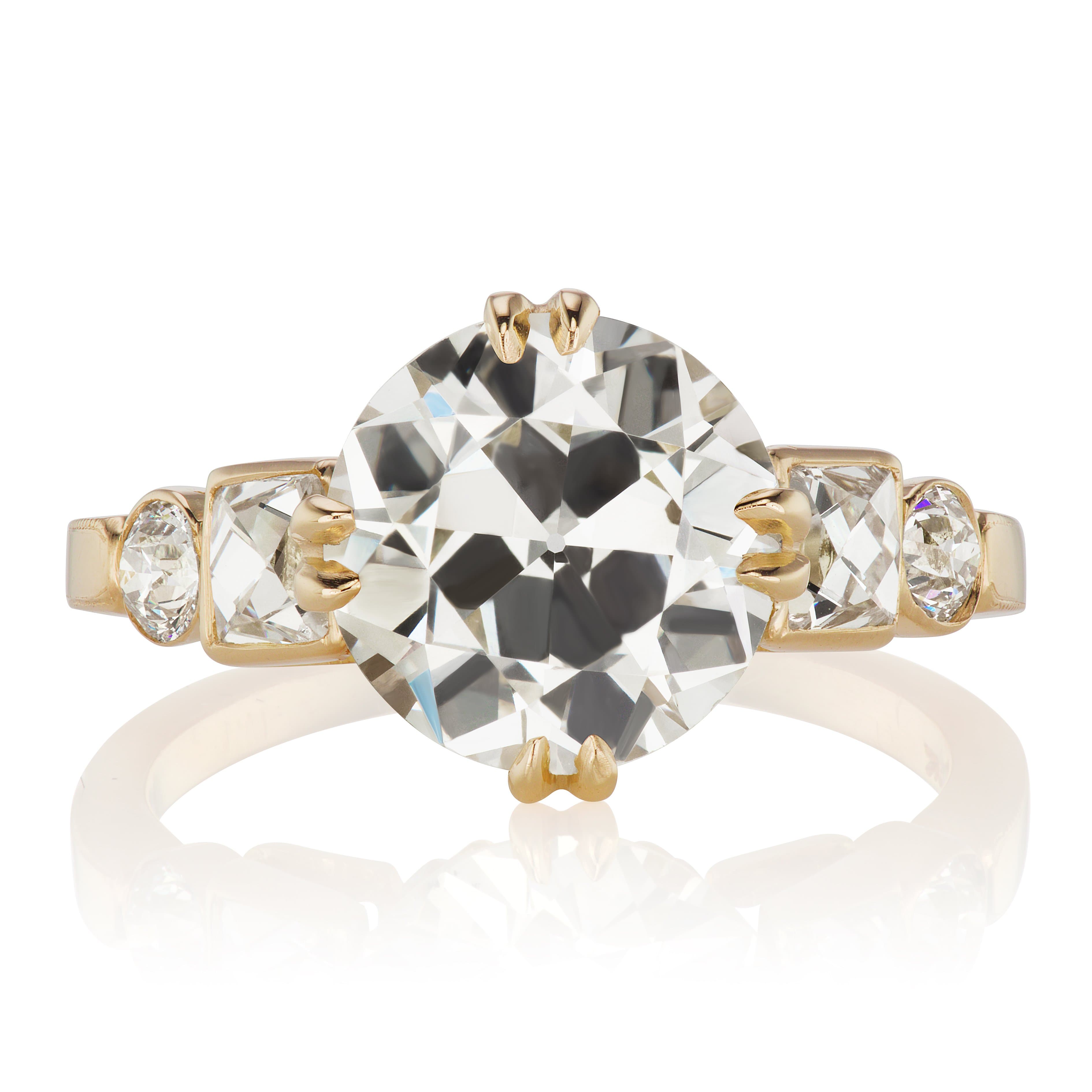 3 ct Transitional Cut Diamond Engagement Ring with Side Stones