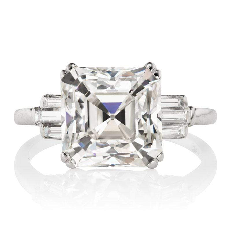Art Deco 5.29 ct Asscher Cut Diamond Engagement Ring
