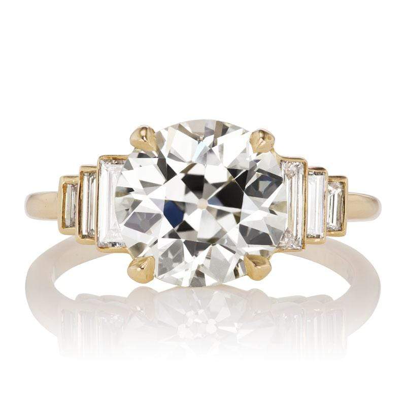 3.07 ct Ring with Three Flanking Diamond Baguettes