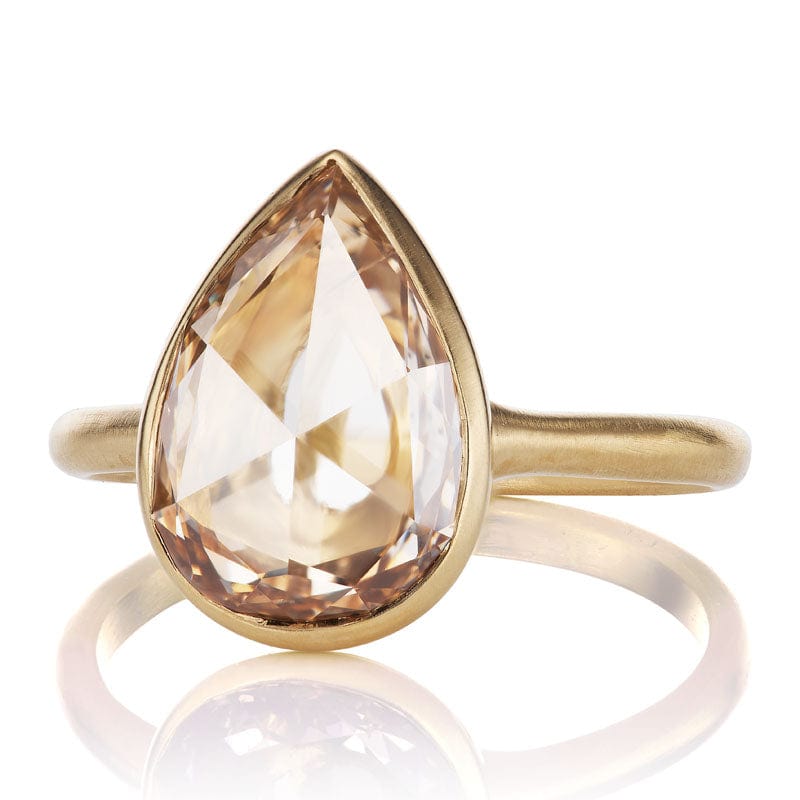 3 Carat Champagne Pear Shaped Engagement Ring