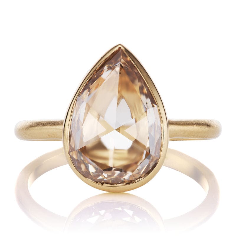 3 Carat Champagne Pear Shaped Engagement Ring