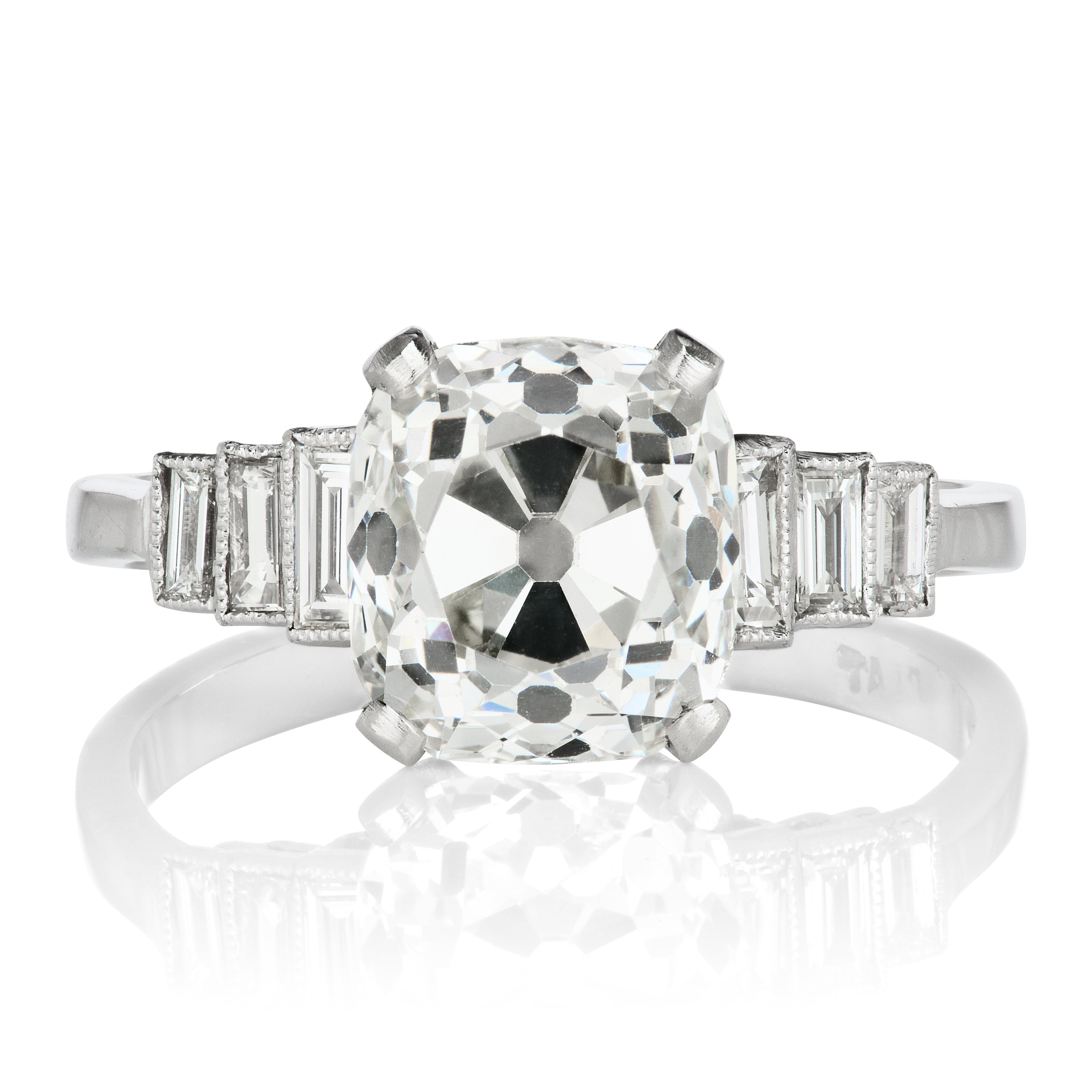 Diamond Engagement Ring With Baguette Side Stones | Victor Barbone