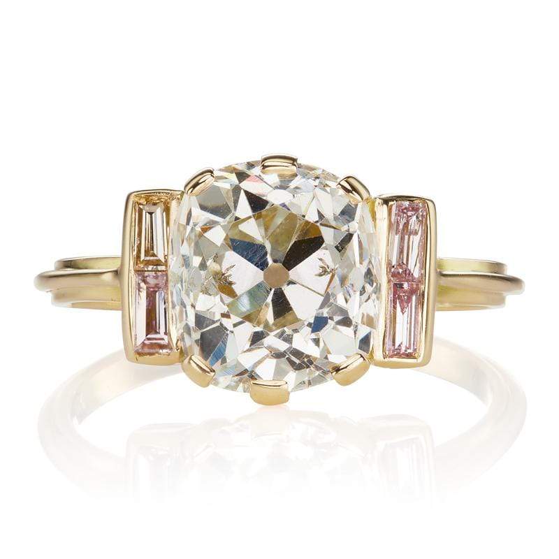 3.15ct Engagement Ring With Pink Diamond Side Stones | Victor Barbone