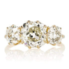 Old Mine Cut Diamond Three Stone Engagement Ring
