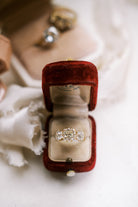 Old Mine Cut Diamond Three Stone Engagement Ring