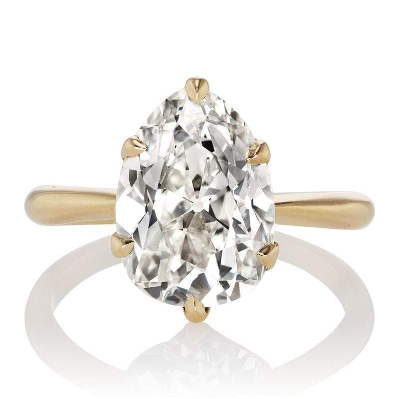 3.26 ct Antique Pear Cut Diamond Ring