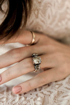 3.27ct antique cushion diamond Rose Gold And Silver Engagement Ring