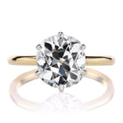 3.44 Carat Elongated Old Mine Cut Diamond in Two-Tone Setting