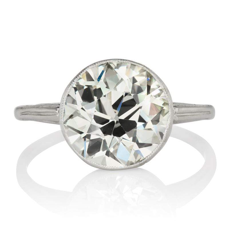 Vintage 3.47 ct Old European Cut Bezel Set Solitaire Engagement Ring