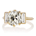 3.5 Carat Old Mine Cut Vintage Engagement Ring with Baguettes