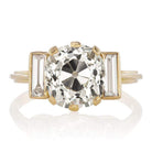 3.5 Carat Old Mine Cut Vintage Engagement Ring with Baguettes