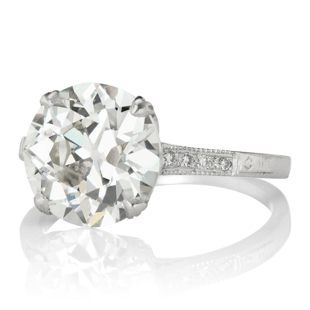 3.60ct old European cut diamond Vintage Diamond Engagement Ring With Milgrain