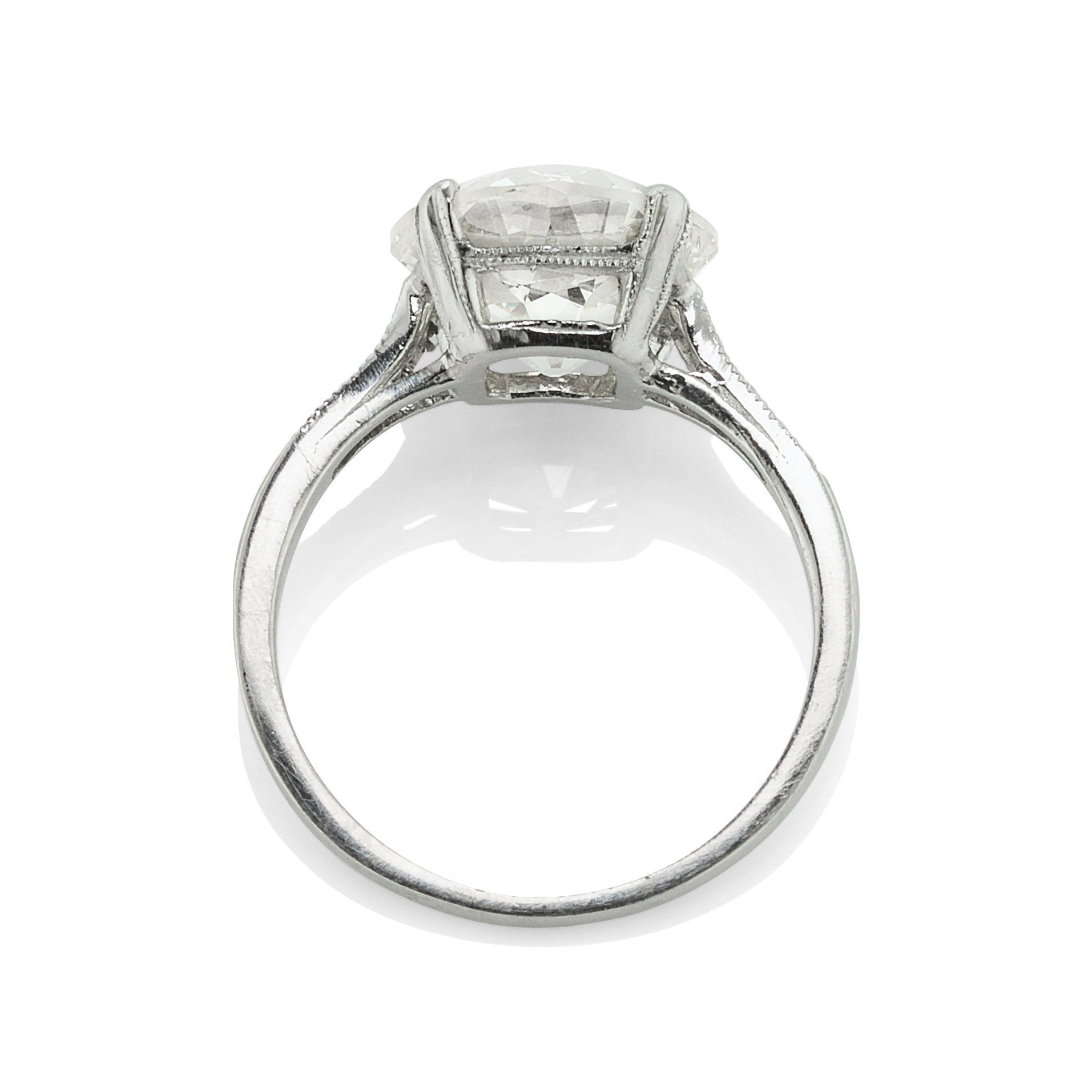 3.60ct old European cut diamond Vintage Diamond Engagement Ring With Milgrain