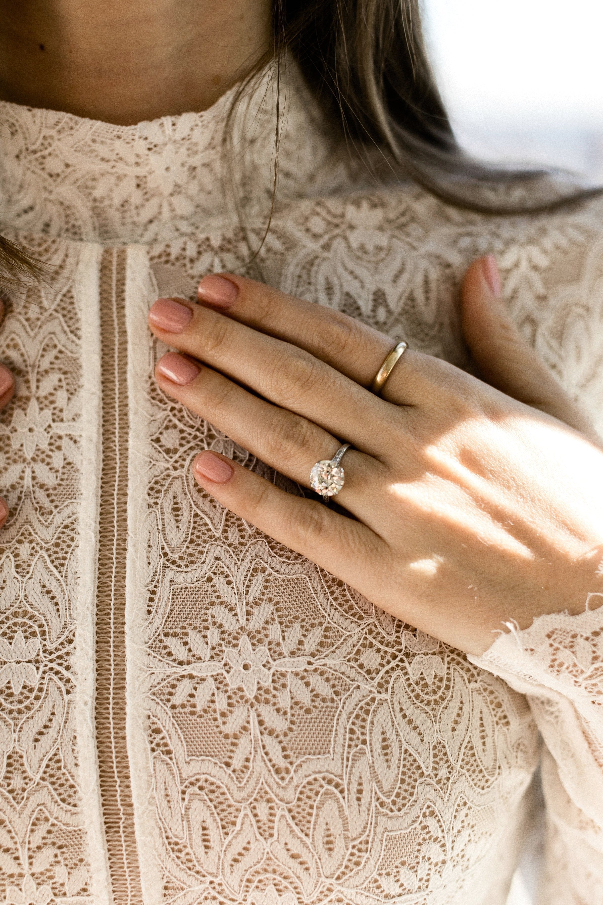 3.60ct old European cut diamond Vintage Diamond Engagement Ring With Milgrain