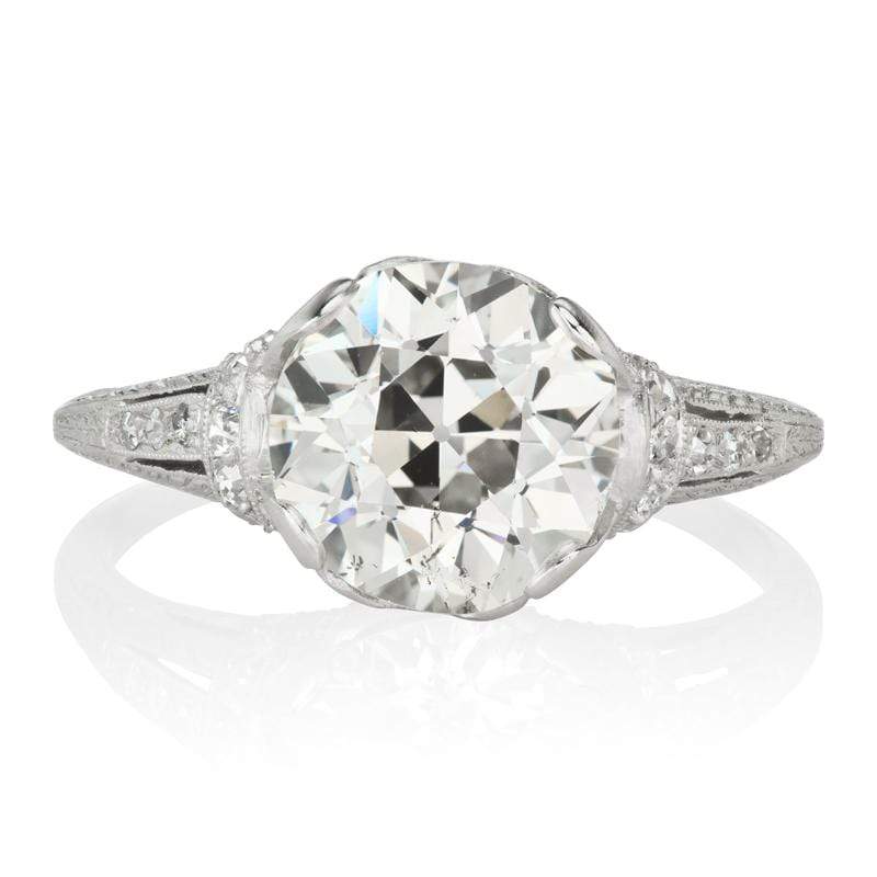 3.65ct Old European Cut Diamond Edwardian Engagement Ring 