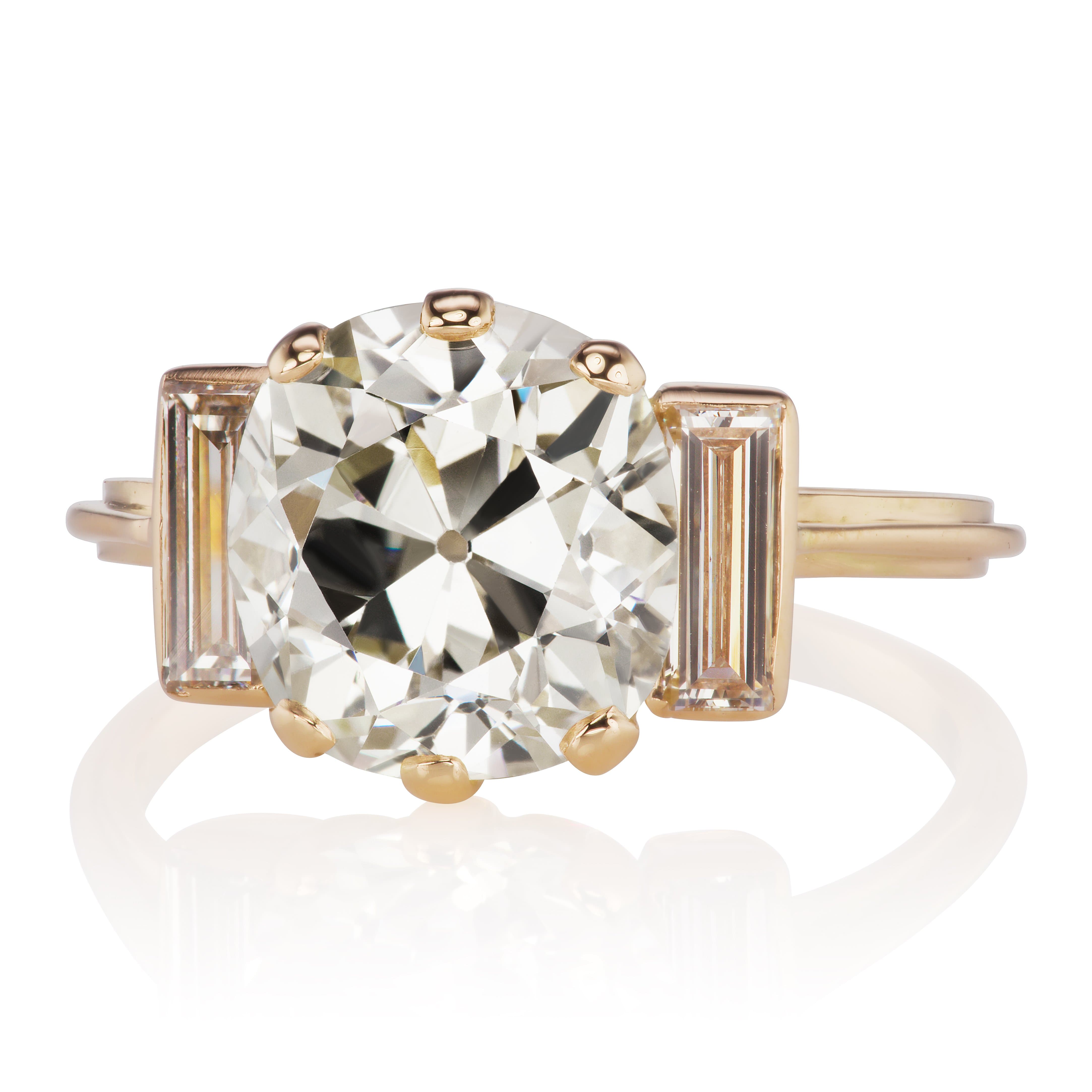 3.66ct old mine cut diamond diamond engagement ring