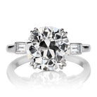 3.82 Carat Vintage Platinum Engagement Ring with Sleek Baguettes
