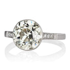 Bezel Set 3.83 ct Old European Cut Engagement Ring with Side Stones