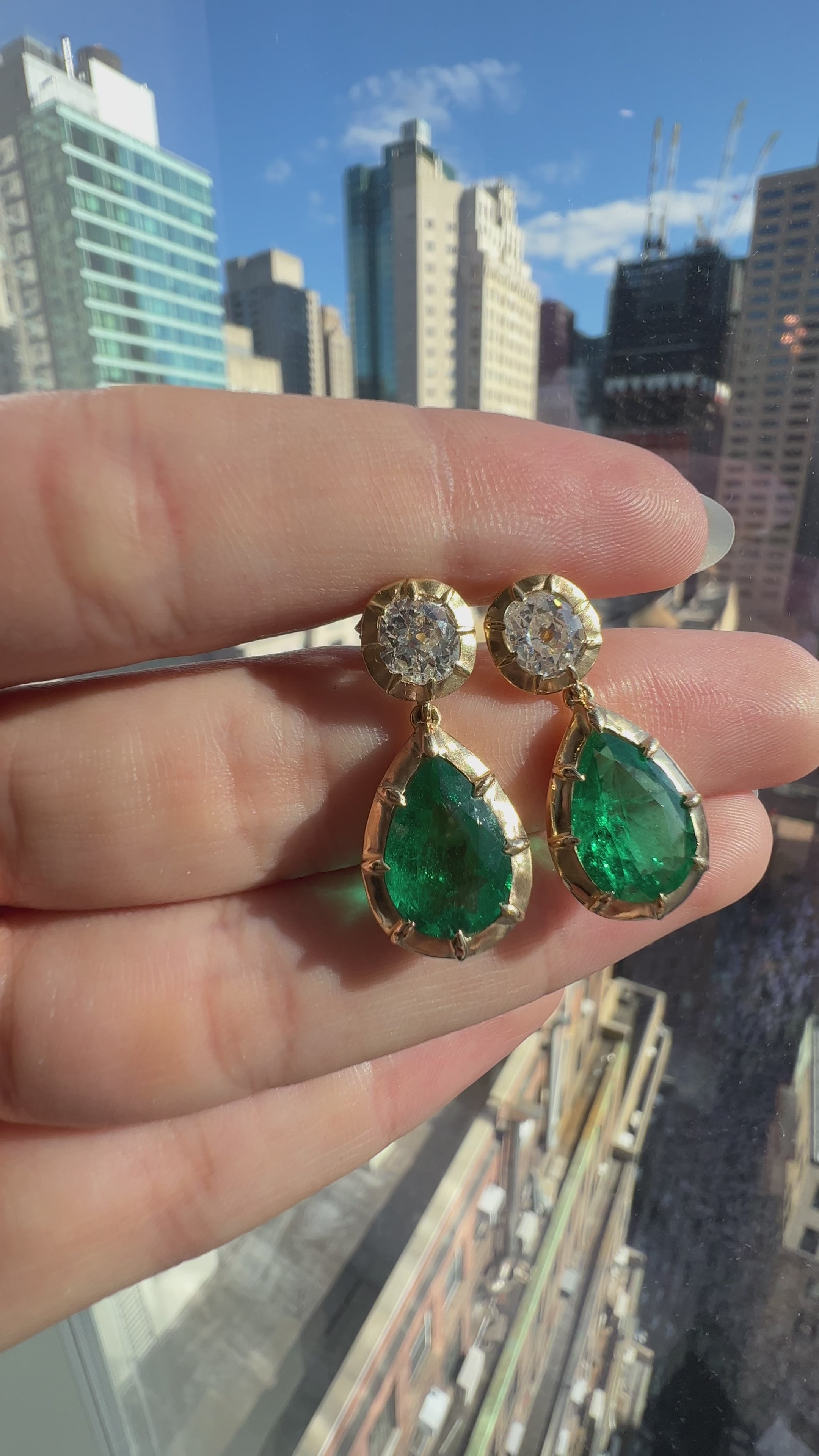 Emerald + Diamond Drop Earrings
