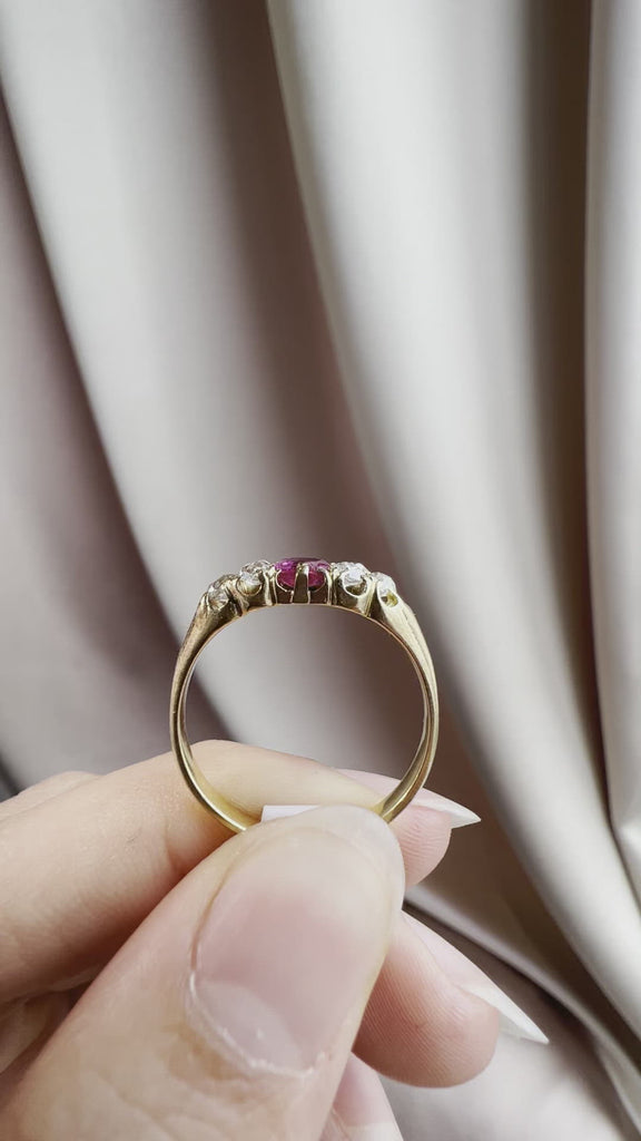 Vintage Edwardian Burmese Ruby & Diamond Engagement Ring