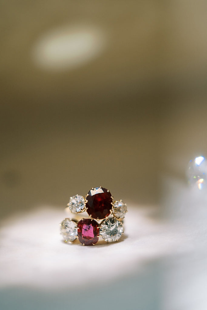 4.19 ct Ruby Engagement Ring with Diamond Side Stones