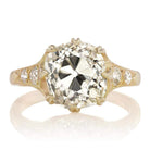 4.20 ct Warm Old Mine Cut Engagement Ring with Side Stones