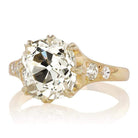 4.20 ct Warm Old Mine Cut Engagement Ring with Side Stones