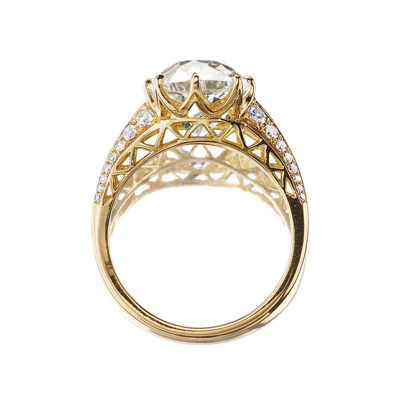 Elongated Old Mine Cut Diamond Ring