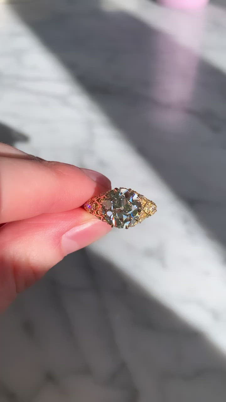 m-z color, vvs clarity diamond in yellow gold setting