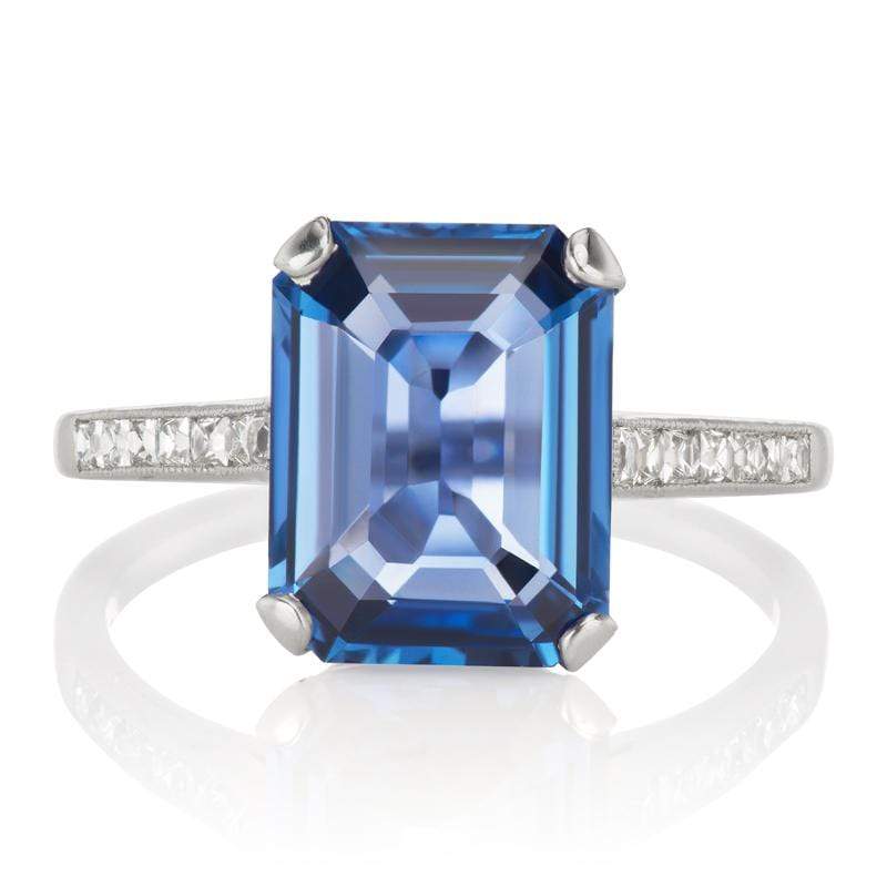 5 Carat Sapphire Engagement Ring with Side Diamonds