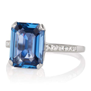 5 Carat Sapphire Engagement Ring with Side Diamonds
