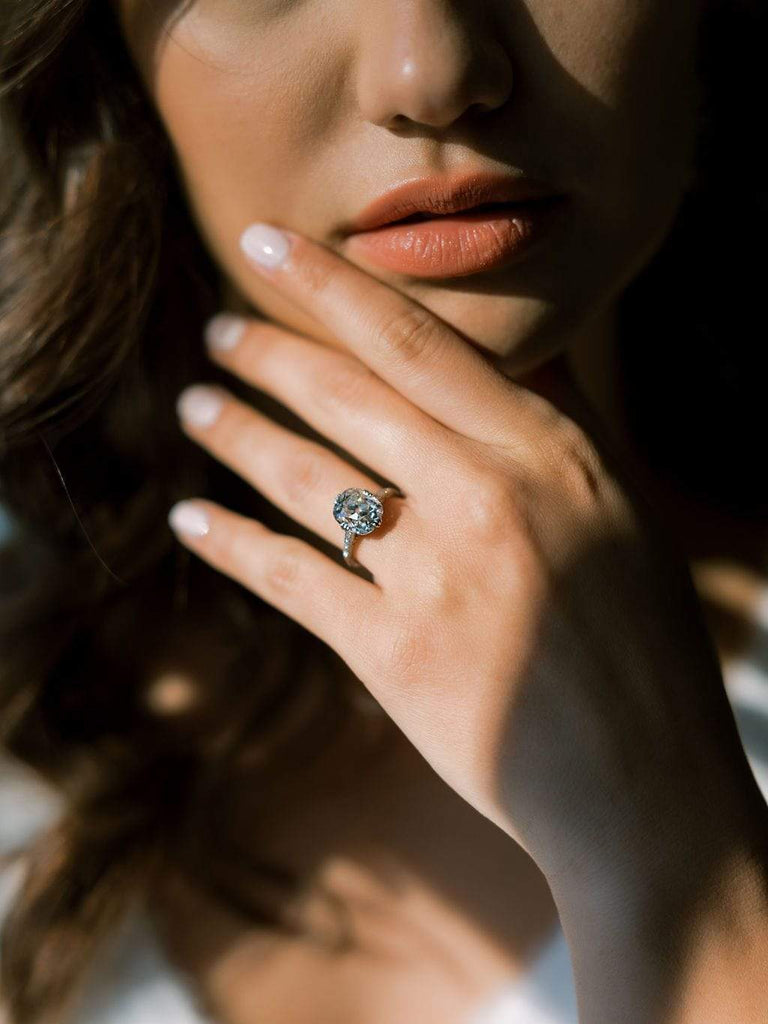 5.34 ct Elongated Old Mine Cut Diamond Engagement Ring