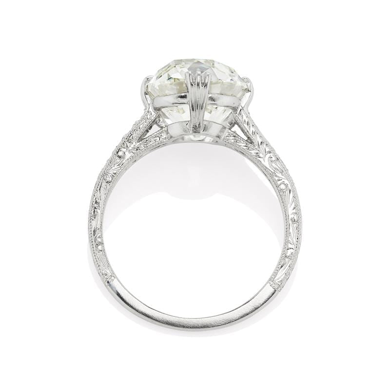 5.34 ct Elongated Old Mine Cut Diamond Engagement Ring
