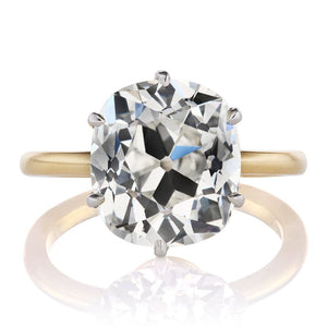 5.52 carat Gorgeous Elongated Old Mine Cut Diamond in Two-Tone Setting
