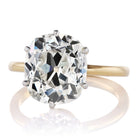 5.52 carat Gorgeous Elongated Old Mine Cut Diamond in Two-Tone Setting